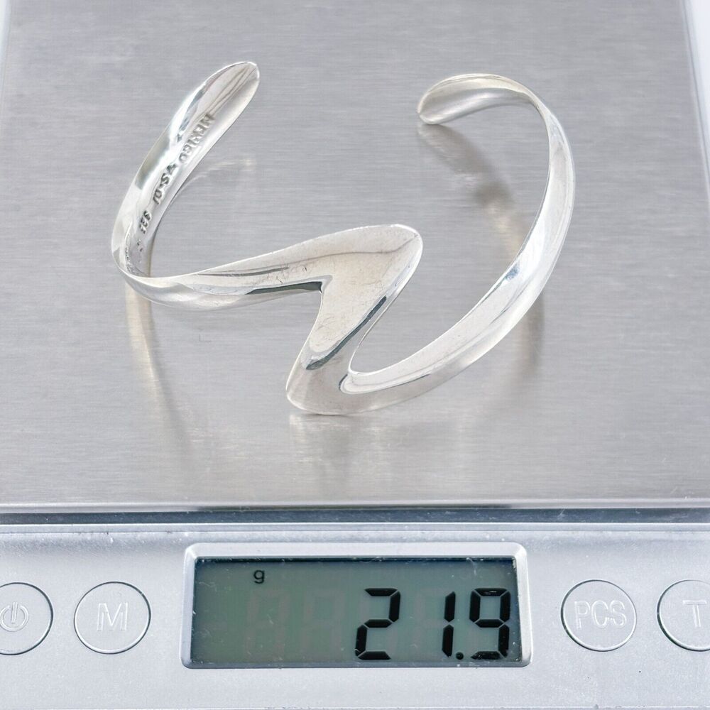 Vintage OuiSi Mexico Taxco TS-01 Sterling Silver 925 Zigzag Cuff Bracelet 6" - Picture 9 of 10